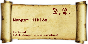 Wanger Miklós névjegykártya